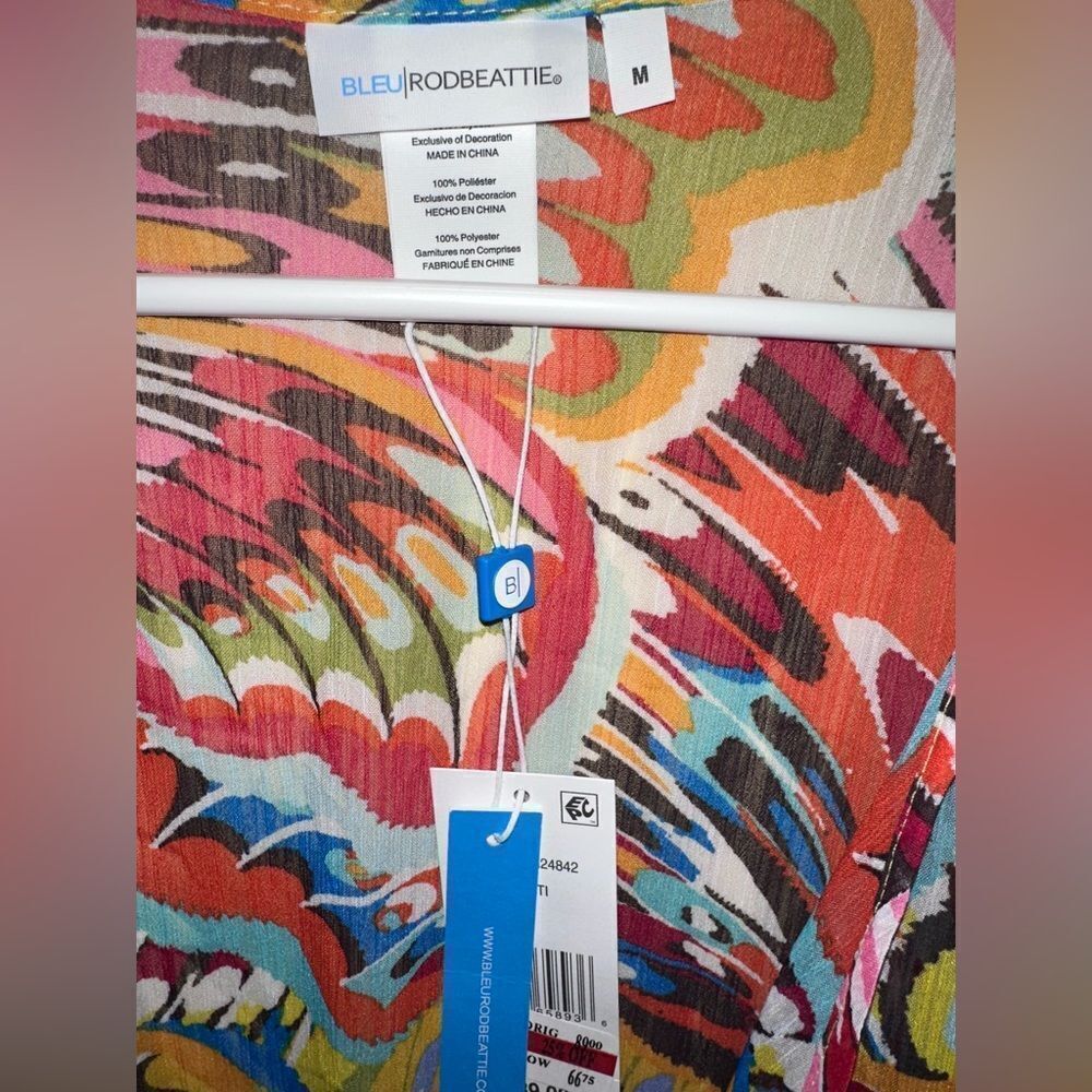 Bleu Chiffon Multi Color Swim Cover Up Dress Size Medium - Picture 7 of 8